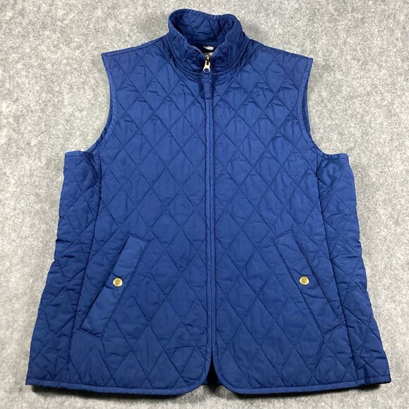 Lands End Puffer Vest Women’s Small Navy Blue Quilted Outdoor Pockets Vents - Picture 5 of 16